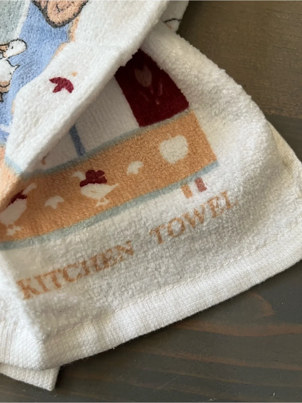 80s 90s Country Cottagecore Style Hand Towels Set of 2 Geese Bear NOS Vintage